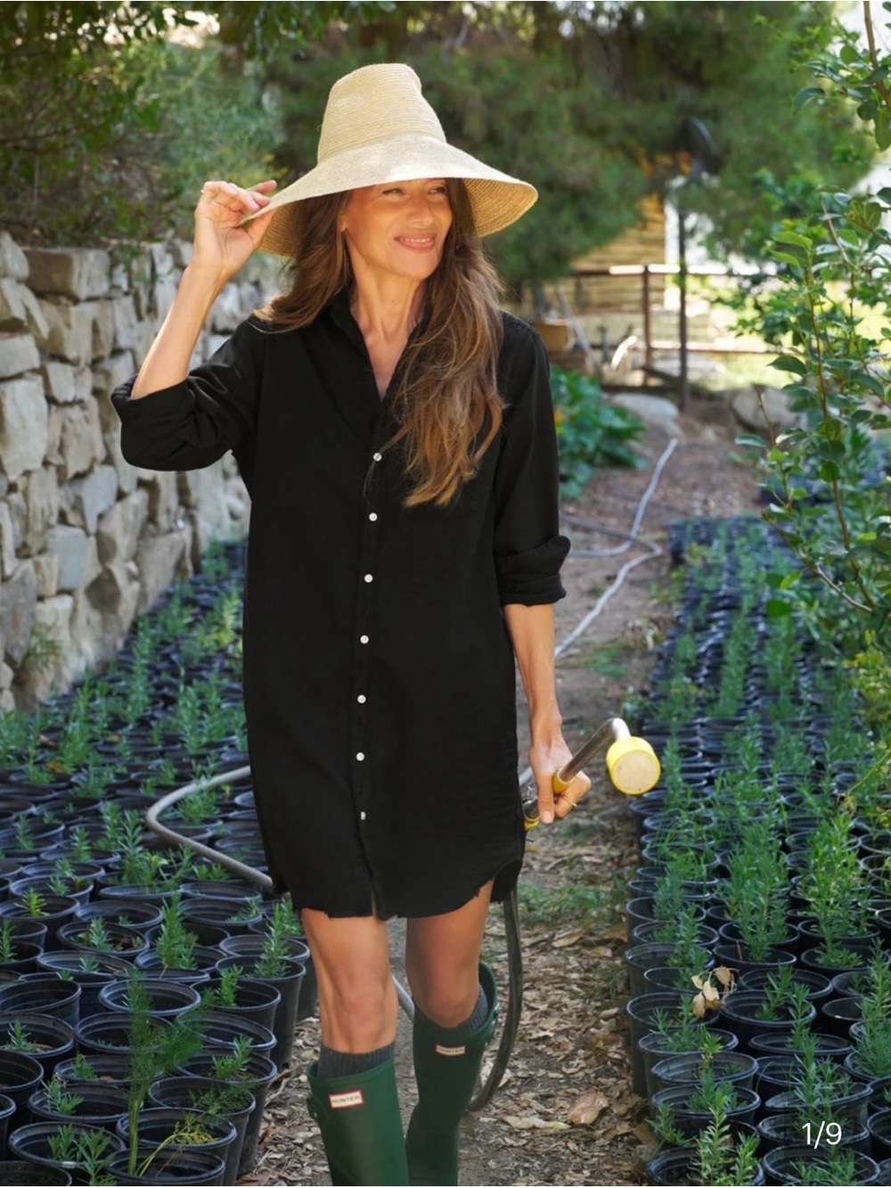 FRANK & EILEEN button down MARY mini dress in BLACK famous denim XL $348